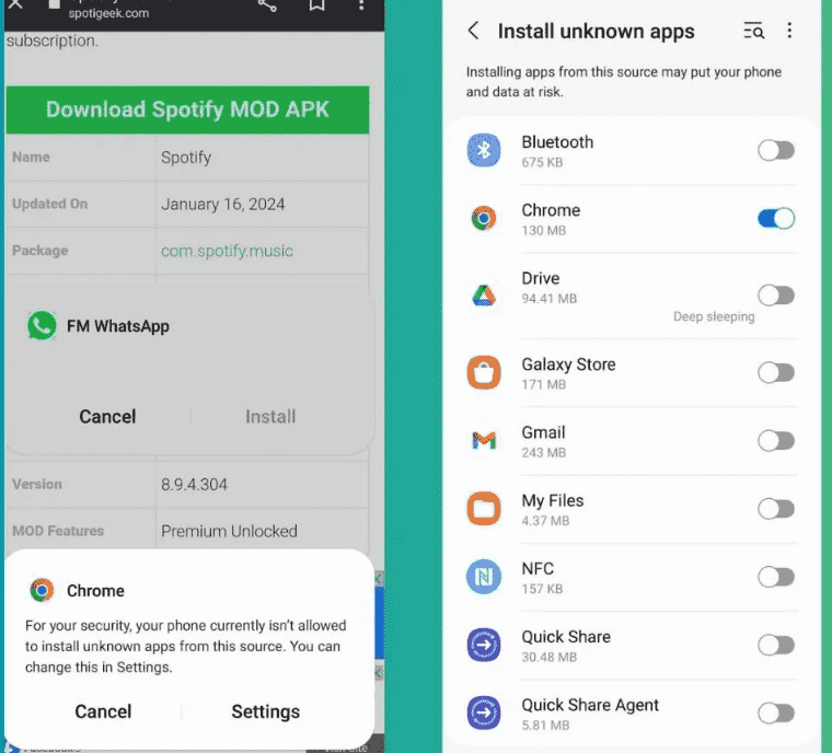 Enable Spotify Premium APK installation
