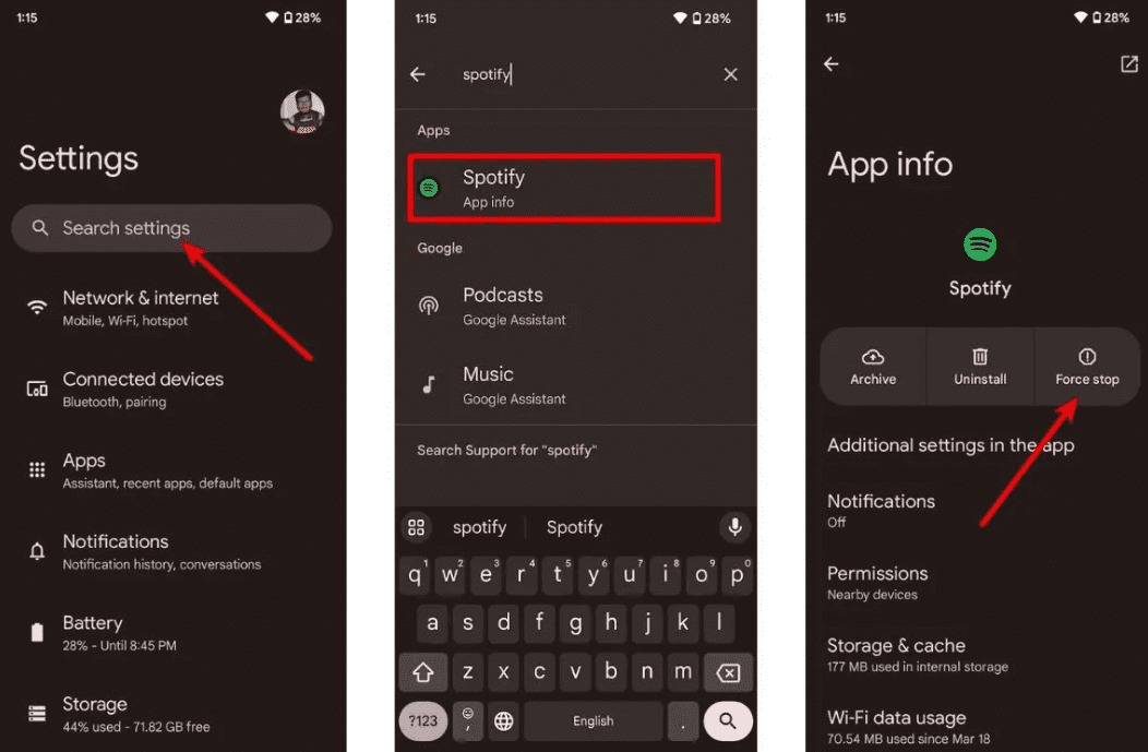 Geforceerd beëindigen Spotify Op Android