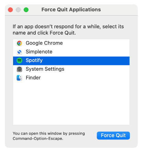 Geforceerd beëindigen Spotify Op Mac