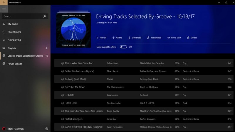 Playlist musicale Groove