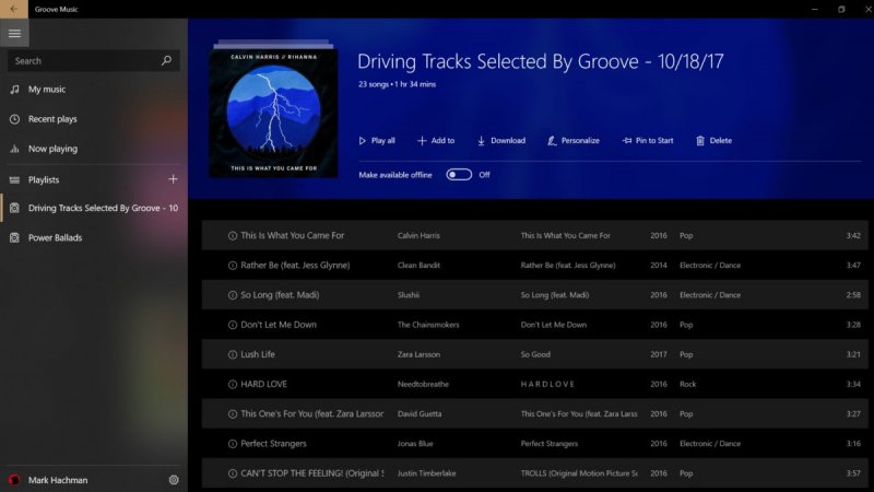 Groove Music Playlist