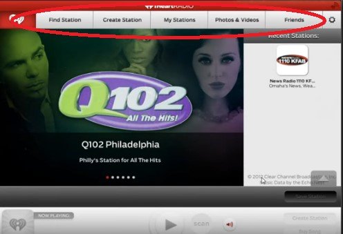 The Home Screen of iHeartRadio