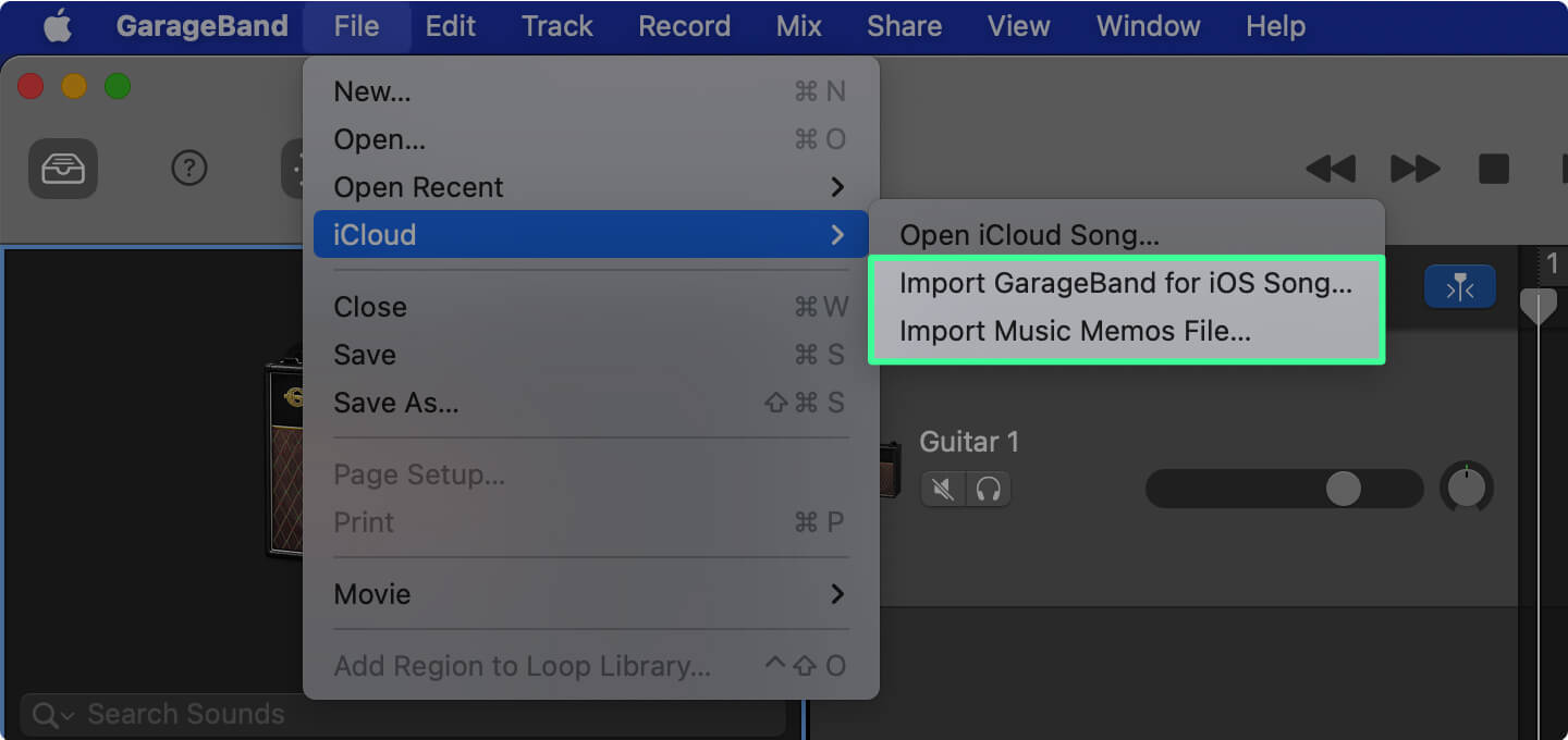 Comment importer une chanson dans Garageband depuis iCloud