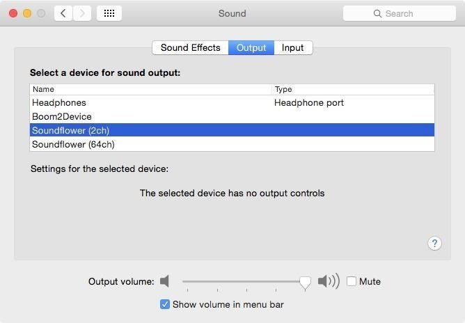 Soundflower를 사용할 Mac의 출력으로 설정 Spotify Mac의 이퀄라이저