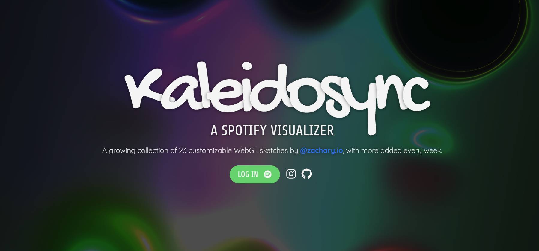 Efekty wizualne na Kaleidosync Spotify Wizualizator