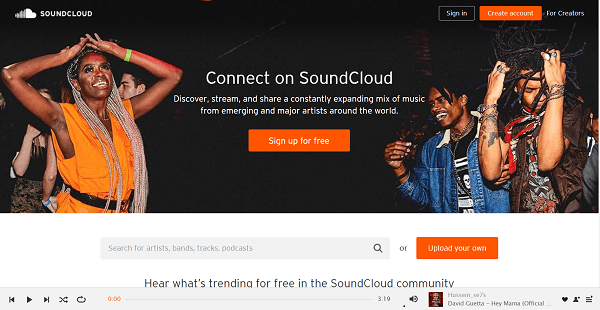 Connectez-vous au compte SoundCloud