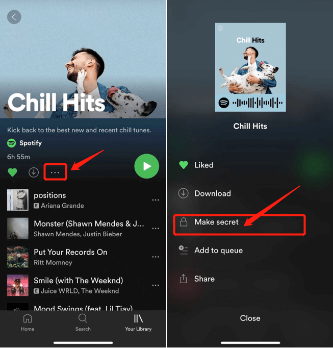 Escondendo sua atual Spotify Playlists