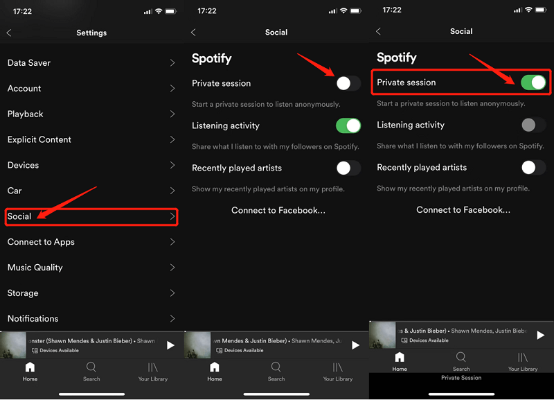 Spraw, żeby  Spotify Prywatne na iPhonie