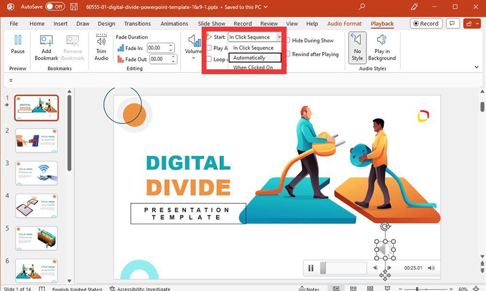 Параметры воспроизведения музыки в PowerPoint