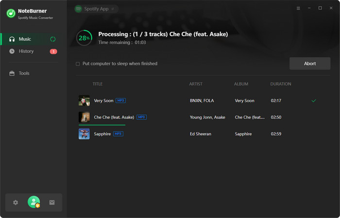 NoteBurner Conversion Speed