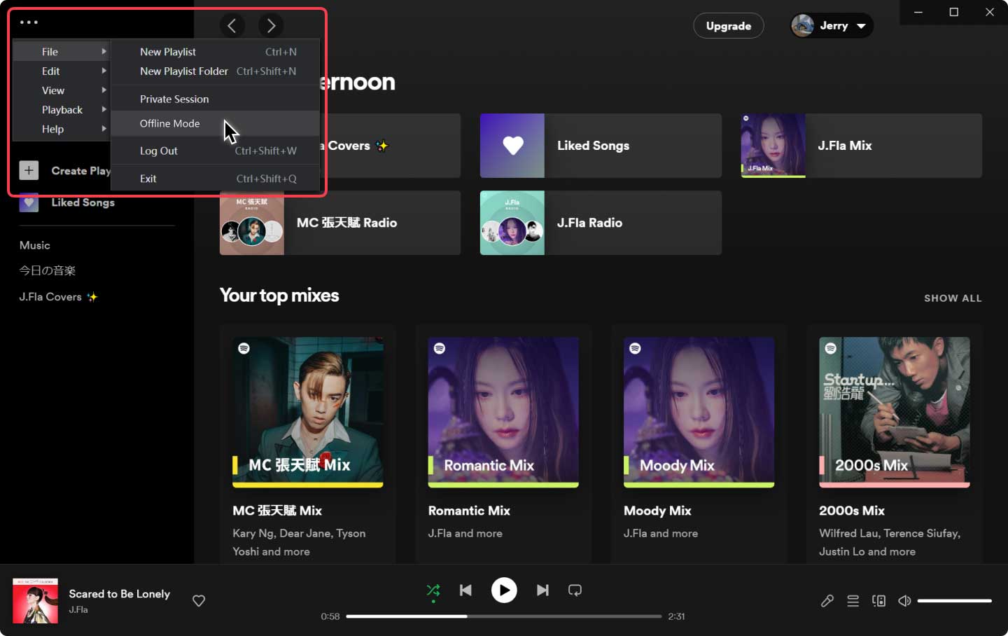 켜기 Spotify 오프라인 모드