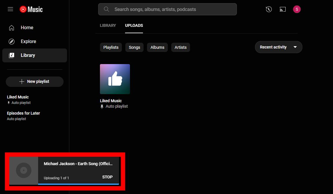 Carica musica su YouTube Music