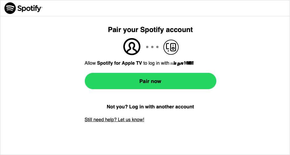 Vincular Spotify Cuenta para Apple TV