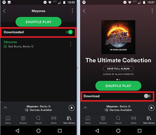 Играть в Spotify Офлайн с Премиум на мобильном устройстве