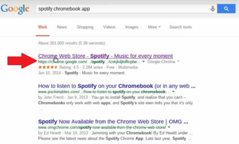 Procurar por Spotify Aplicativo para Chromebook