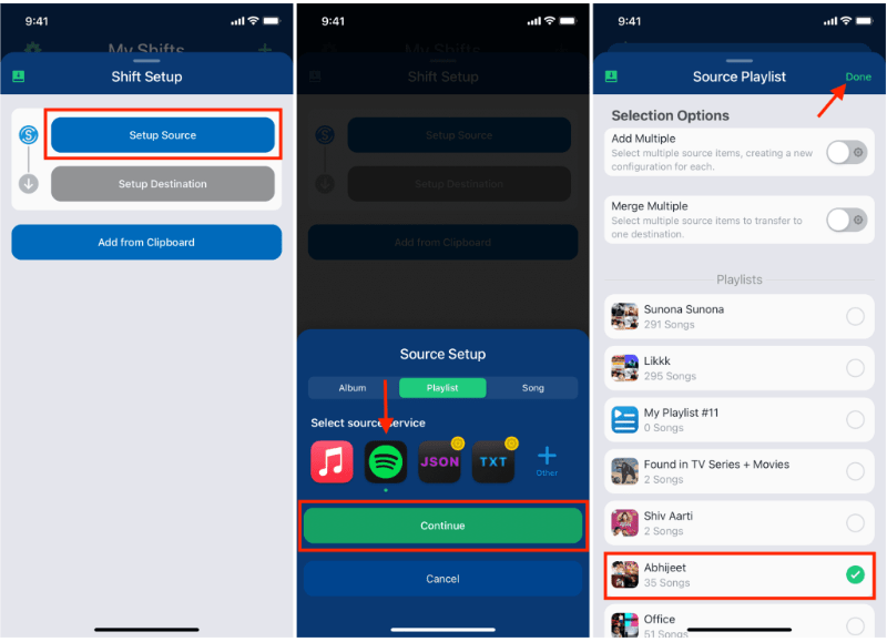 Transferts Spotify Playlist SongShift