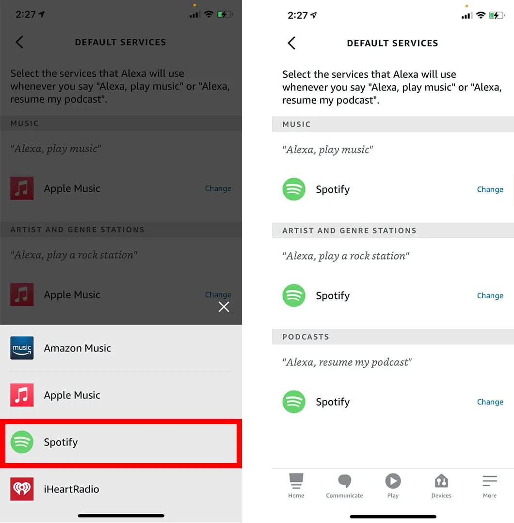 Set Spotify Default Service