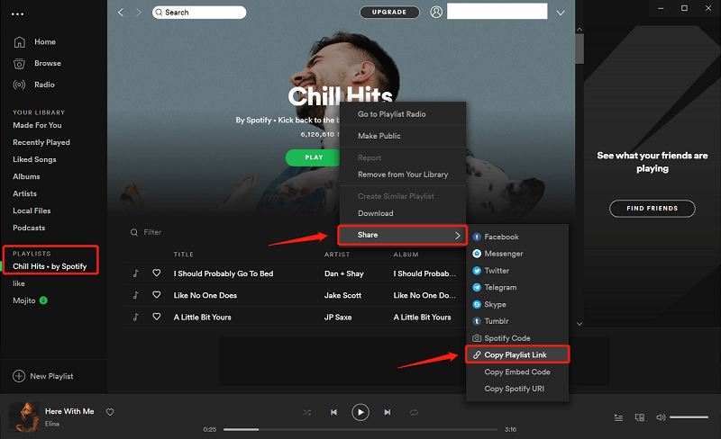 Share Spotify Playlists on Desktop