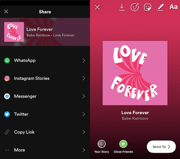 Compartir su Spotify Canción a la historia de Instagram