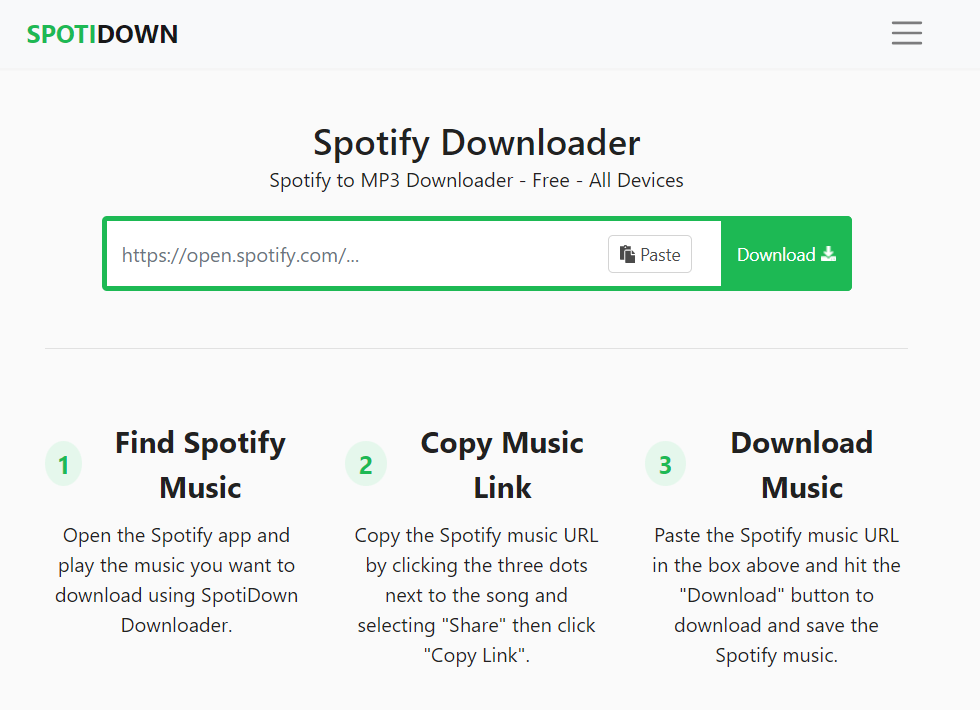 SpotiDown Конвертировать Spotify песни