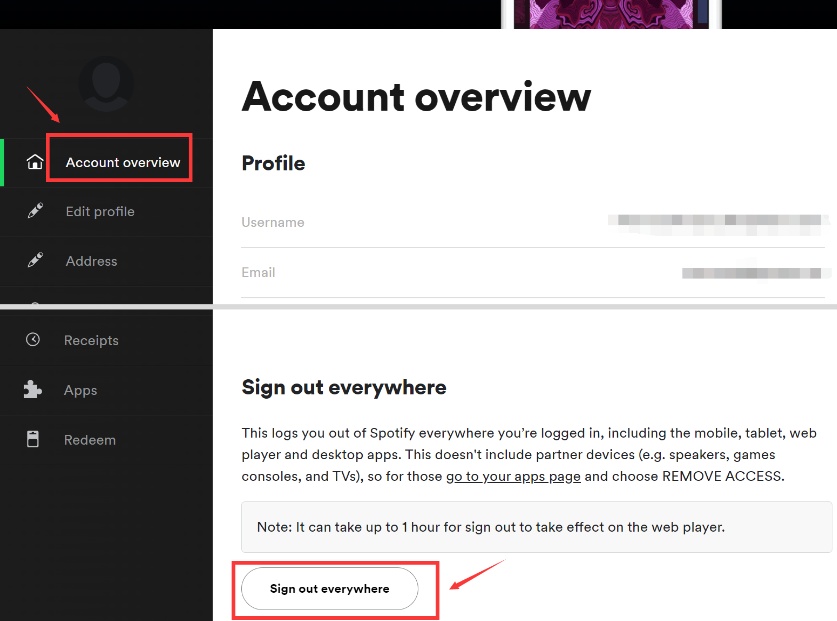 Uitloggen Spotify Account Overal op Accountoverzicht Instelling