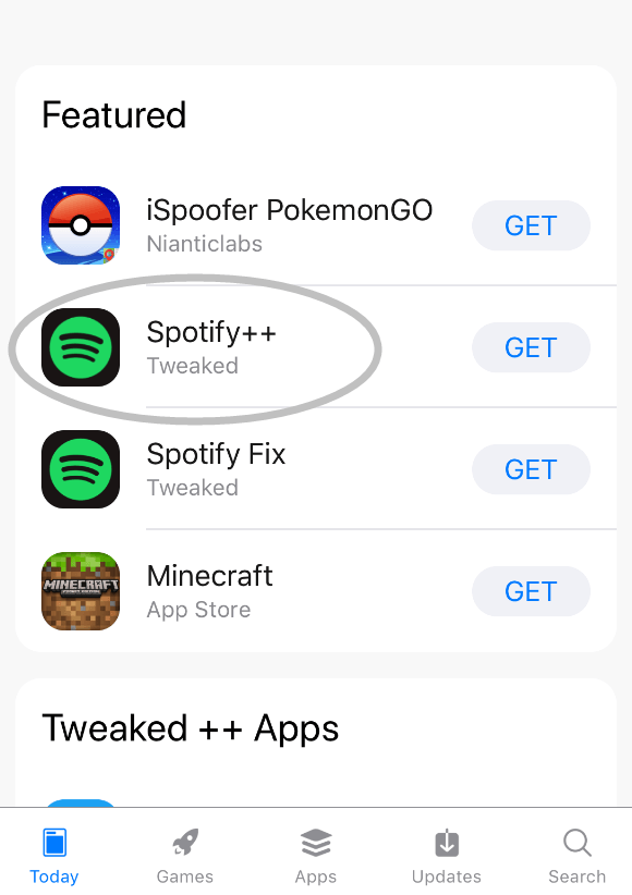 Sommige mensen gebruiken Hacked Spotify Apps leuk vinden Spotify++ naar gratis muziek luisteren