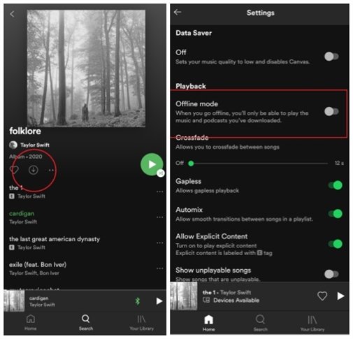 Выслушивать Spotify Офлайн на Android с Spotify Премиум