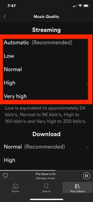 Qualità del suono di Spotify