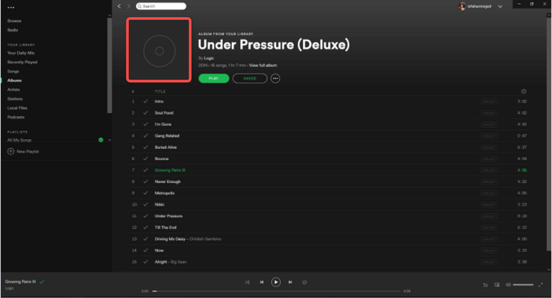 Spotify ne pas afficher la pochette de l'album