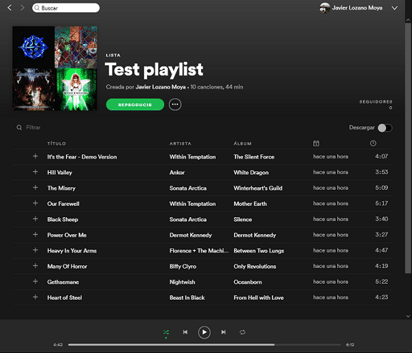 Resultaat Spotify Afspeellijst aan Spotify