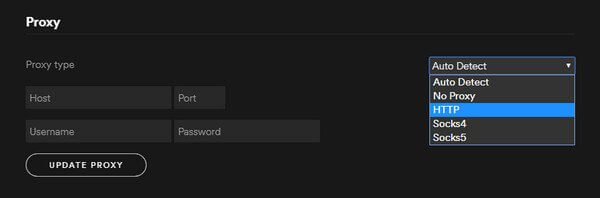 Modify Spotify Settings For Proxy Type