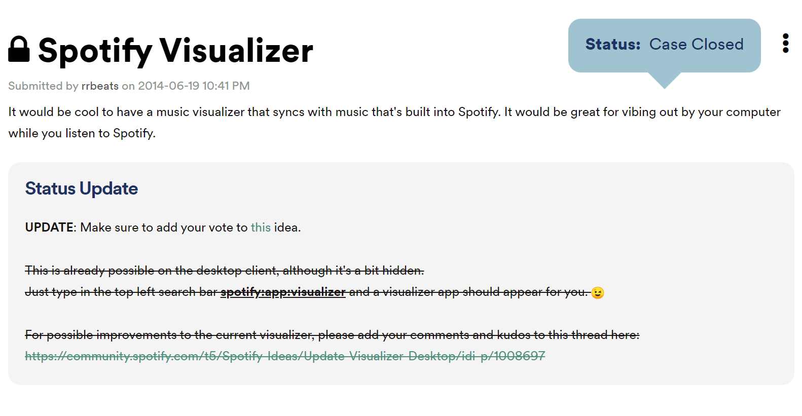 Spotify O visualizador está fechado