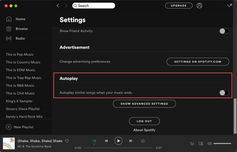 Turn off Autoplay on Spotify Use Mac