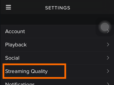 Cliquez sur Qualité du streaming