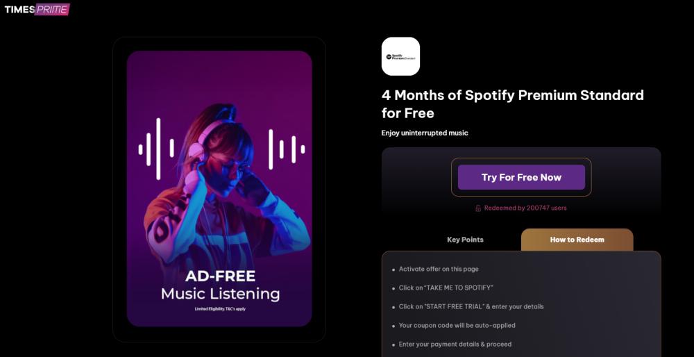 Times Prime Membership Spotify Premium