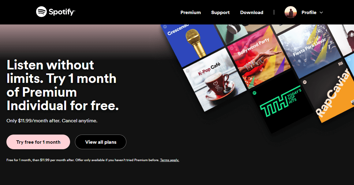 무료 Spotify 프리미엄 평가판