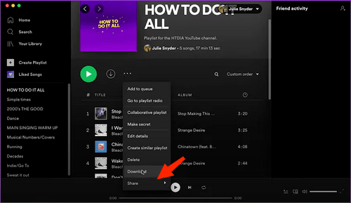 Загрузка Spotify Музыка через настольное приложение