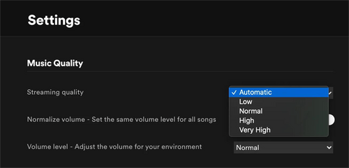 Farklı Seçmek Spotify Müzik kalitesi
