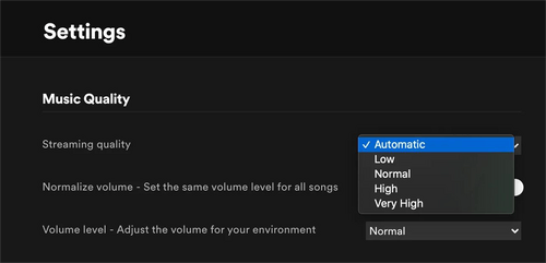 Selecting Different Spotify Music Quality
