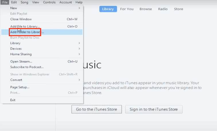 Adicionando pasta de música à sua biblioteca do iTunes