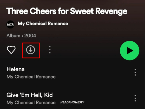 Baixando o álbum de Spotify