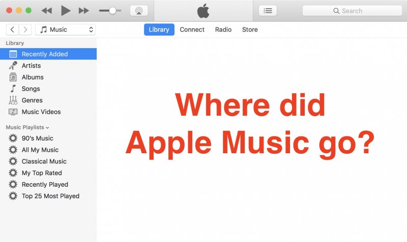 Apple Music n'apparaît pas dans iTunes