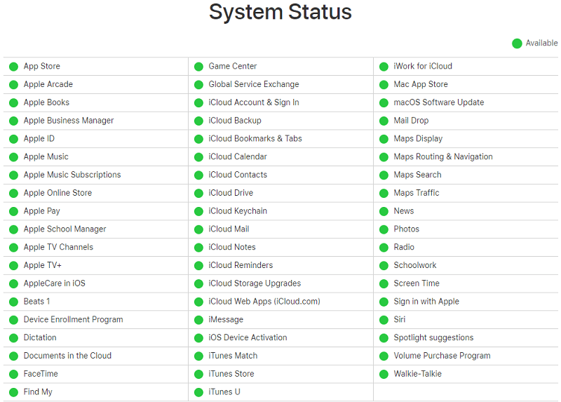 Apple Musicのサーバーステータスを確認する