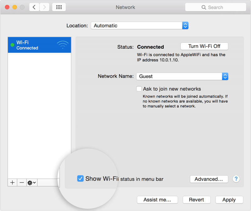 Überprüfen Sie den WLAN-Status