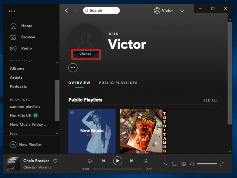 Modifier Spotify Image de profil