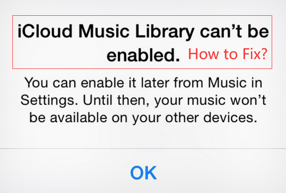 A biblioteca de música do iCloud não pode ser ativada
