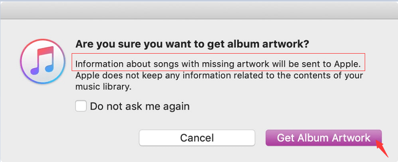 iTunes Get Album Artwork가 작동하지 않음