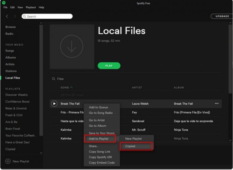 Fichiers locaux sur Spotify