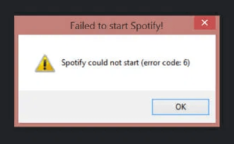 Spotify Error Code 6