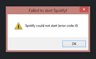 Spotify 錯誤代碼6